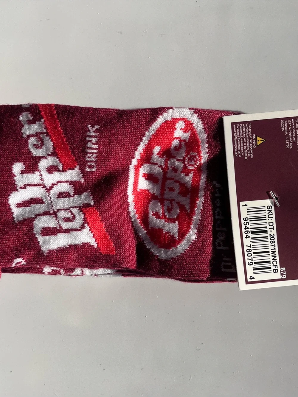 Dr Pepper Branded Crew Socks in Burgundy Red